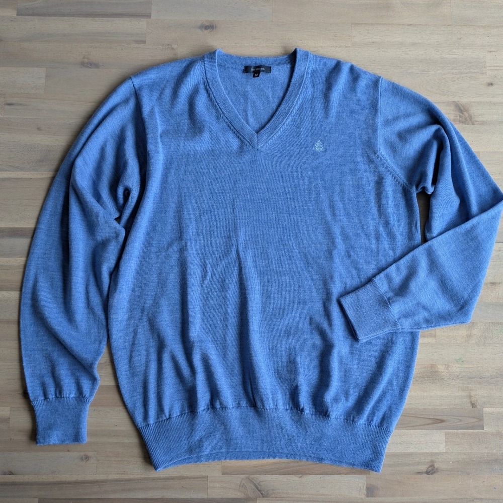 Turtleson V-Neck Long Sleeve 100% Merino Wool Sweater Size‎ Medium Lightweight
